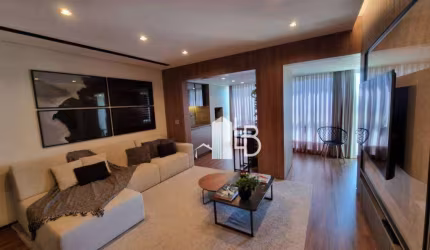 Apartamento com dois quartos e varanda gourmet completa.