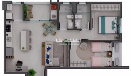 Apartamento com dois quartos, suíte e varanda gourmet.