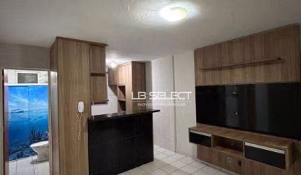 Apartamento no bairro São Jorge com dois quartos, banheiro e uma vaga de garagem coberta.