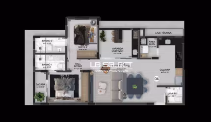 Apartameto com dois quartos, duas suites, sala em dois ambientes, lavabo e varanda gourmet