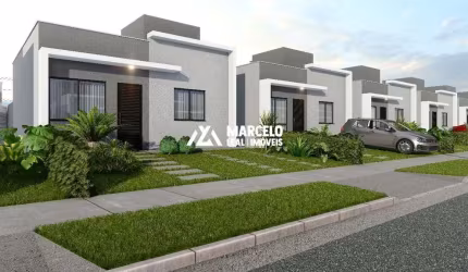 Casa solta medindo 48.77m², com 2 quartos dentro de condomínio fechado, com laze