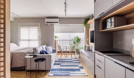 Studio em Pinheiros com 28m², 1 quarto, sem vaga.