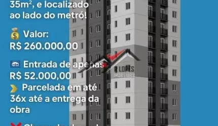 Apartamento com 2 dormitórios, todos com sacada, aproximadamente 35m², e localizado ao lado do metrô!