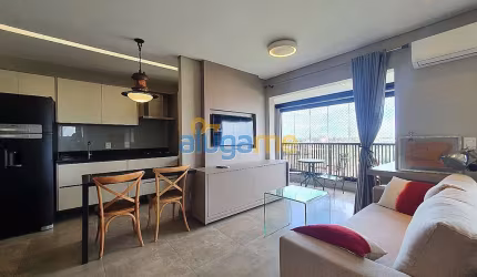Apartamento flat mobiliado no Unique Residence, com 1 dormitório e sacada gourmet.