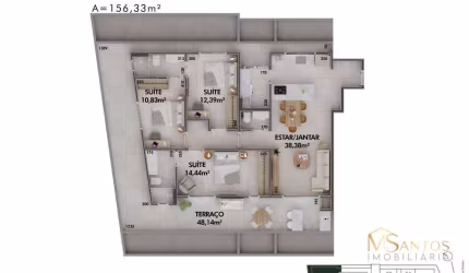 Cobertura com 3 dormitórios à venda, 156 m² por R$ 2.626.344,00 - Cacupé - Florianópolis/SC