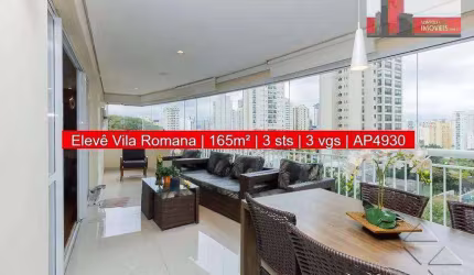 Apartamento Rua Caio Graco, 800 - Vila Romana, 3 sts, 3 vgs, 165m², Ed. Elevê
