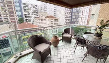 Apartamento de luxo no Gonzaga: 4 quartos, 4 suítes, 3 salas, 6 banheiros, 3 vagas de garagem e 204m² de área. Imperdível em Santos-SP!