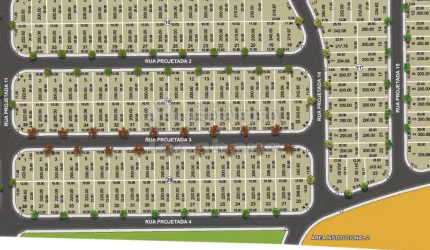 SÃO THOMAZ II- Lote de 200m² em bom local, RUA NO MEIO DO LOTEAMENTO, Lado sombra da quadra