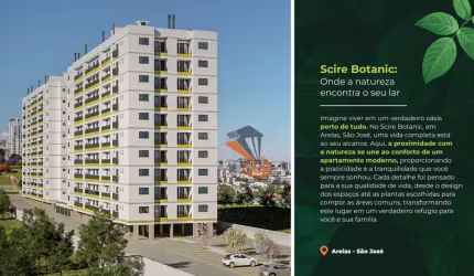 Apartamento com 2 dormitórios à venda, 53 m² por R$ 345.000,00 - Areias - São José/SC
