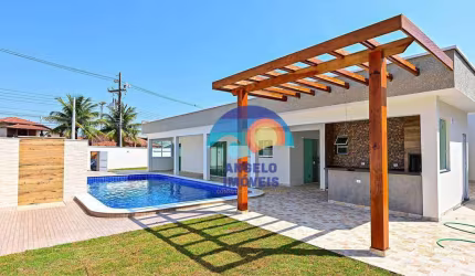 Casa nova em 2 lotes a 100 metros do mar com 4 quartos à venda, 205 m² - Parque Balneário Oásis - Peruíbe/SP