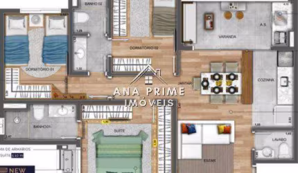 (lançamento) Apartamento Blue View 76,81m², 3 dormitórios
