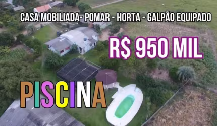115372 CHÁCARA COM CASA MOBILIADA, GALPÃO EQUIPADO, POMAR, FIBRA ÓTICA E GALPÃO