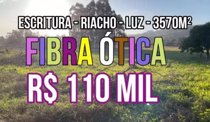 117633 CHÁCARA ESCRITURADA COM CÓRREGO, LUZ, FIBRA ÓTICA, VAN ESCOLAR, À 70M DO ASFALTO