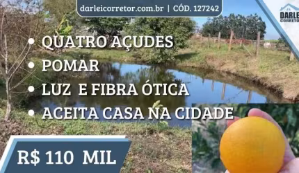 [127242] CHÁCARA COM 4 AÇUDES COM PEIXES, POMAR, LUZ E FIBRA ÓTICA EM SANTO ANTÔNIO DA PATRULHA | ACEITA CASA NA CIDADE