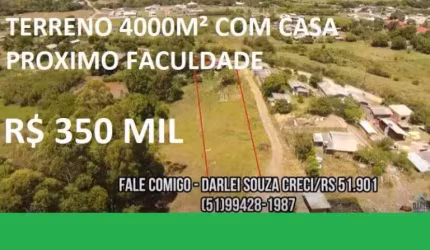 113762 - TERRENO COM 4000M², COM CASA 3 QUARTOS PRÓX DA FACULDADE FEDERAL - FURG