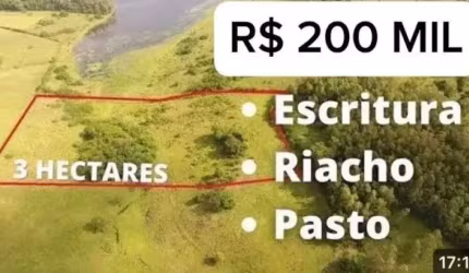 SÍTIO ESCRITURADO COM CÓRREGO, PASTO E 3 HECTARES EM SANTO ANTÔNIO DA PATRULHA