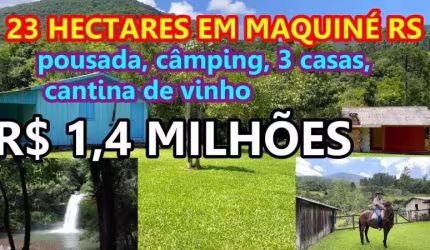 [89563] SÍTIO DA AMIZADE COM TRÊS CASAS RIO CAMPING E CANTINA DE VINHO EM MAQUINÉ COM 25 HA