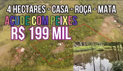 [115533 ]  CHÁCARA EM ROLANTE 4 HECTARES 2 AÇUDES COM PEIXES CASA TERRA FÉRTIL E MATA NATIVA