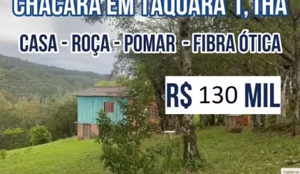 122383 CHÁCARA EM TAQUARA COMCASA , ROÇA,  MATA NATIVA, FIBRA ÓTICA E ÁGUA ENCANADA