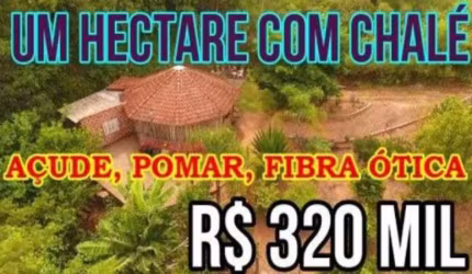 [90307]CHÁCARA COM QUIOSQUE, AÇUDE, POMAR, FIBRA ÓTICA, ROÇA EM TAQUARA