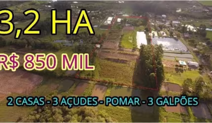 SÍTIO COM DUAS CASA E TRÊS AÇUDES EM PAROBÉ COM 3,2 HECTARES