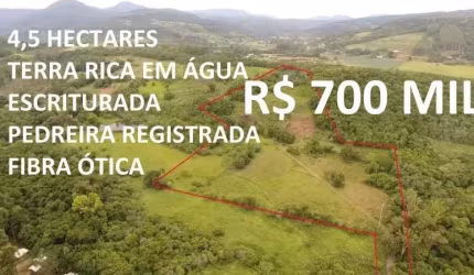 CHÁCARA NO CARAÁ 4,5 HECTARES, RICA EM ÁGUA, ESCRITURADA, POSSUI PEDREIRA REGISTRADA