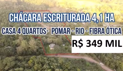 121685 CHÁCARA ESCRITURADA COM CASA 4 QUARTOS RIO POMAR HORTA FIBRA ÓTICA
