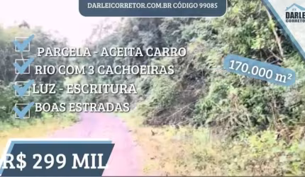 [99085]SÍTIO ESCRITURADO COM DOIS RIOS E TRÊS CACHOEIRAS NO CARAÁ COM 17 HECTARES