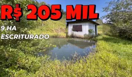 [97622]SÍTIO COM RIO, MUITA AMORA, CINCO AÇUDES, QUIOSQUE NO CARAÁ - 9 HECTARES - ESCRITURADO R$ 205 MIL