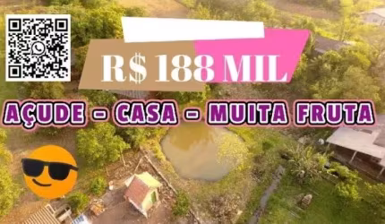 114487 CHÁCARA DAS FRUTÍFERAS COM CASA, AÇUDE COM PEIXE , FIBRA ÓTICA