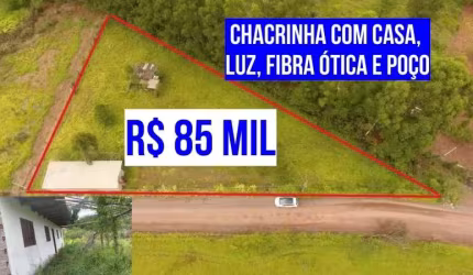 [414]CHACRINHA EM PAROBÉ RS COM CASA 1 QUARTO  LUZ FIBRA ÓTICA E POÇO ARTESIANO