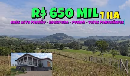 [826] CHÁCARA ALTO PADRÃO EM CAMPESTRE VELHO 1HA, POMAR, ROÇA, HORTA, COMPO COM PASTO