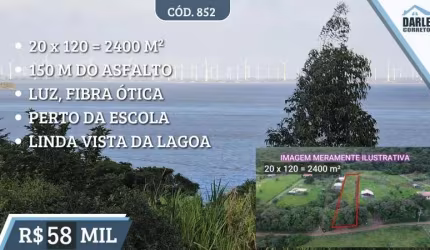 [852] TERRENO RUAL EM SANTO ANTÔNIO DA PATRULHA, 150 M DO ASFALTO, COM VISTA PARA LAGOA