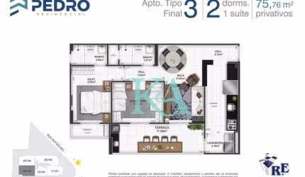 Apartamento à venda, 76 m² por R$ 400.000,00 - Tupi - Praia Grande/SP