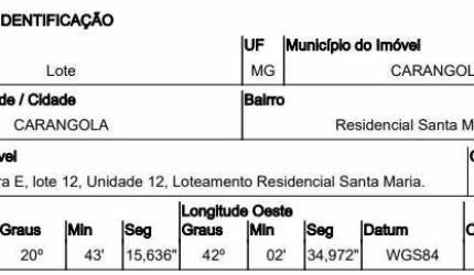 Oportunidade Única em CARANGOLA - MG | Tipo: Terreno | Negociação: Venda Direta Online  | Situação: Imóvel