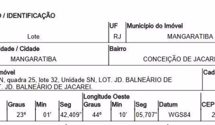 Oportunidade Única em MANGARATIBA - RJ | Tipo: Terreno | Negociação: Venda Direta Online  | Situação: Imóvel
