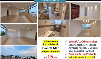 Apto Barra da Tijuca Praia JO Lúcio Costa 136M²