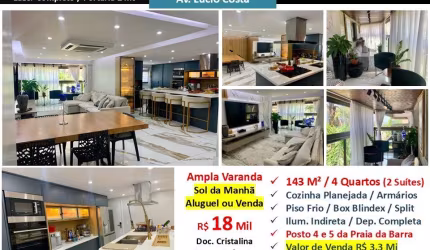 Apto Barra da Tijuca Praia Aquabella 143M²