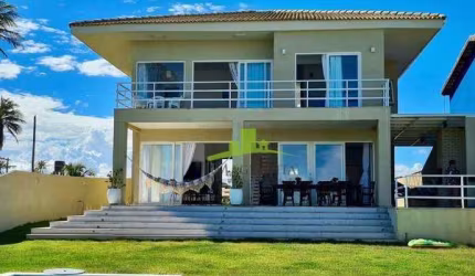 Casa de Luxo, Pé na Areia à Venda, Aldeias de Jacuípe, 310m², Frente Mar, 4 Suítes, Piscina, Espaço Gourmet, Panorâmica, Litoral Norte R$ 3.500.000,00