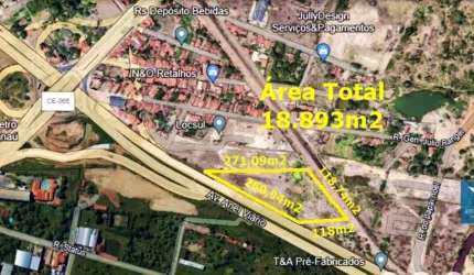 Vendo Excelente Terreno com 18.893m2 em Maracanaú às Margens da Rodovia 4º Anel Viário com 260 Metros de Frente Pista.