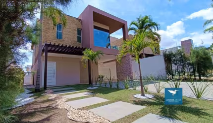 Casa Duplex Nova na Cidade Alpha (Terras Alphaville 02), 215m2, 04 Suítes, Varandão, Paisagismo, Lote 335,50m2, 01 Quarto/Gabinete no piso Inferior, Dependência de Empregada, 04 Vagas