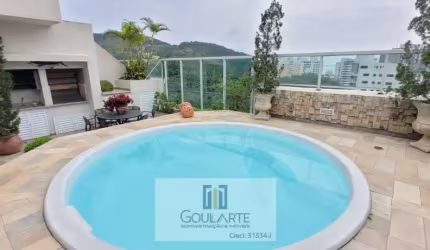 Cobertura duplex com 3 suítes climatizadas, terraço com piscina, churrasqueira e vista mar praia da ASTÚRIAS-Guarujá/SP.