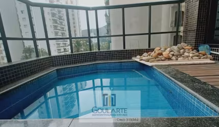 Apartamento duplex com 4 dormitórios sendo 3 suítes + suíte de serviço, sacada e piscina privativa  na praia da Pitangueiras-Guarujá/SP.