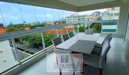 Apartamento alto padrão com 3 dormitórios sendo 3 suítes, sacada envidraçada gourmet vista mar, churrasqueira e lazer completo no condomínio na praia da Enseada-Guarujá/SP.