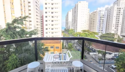 Apartamento Alto Padrão com sacada vista parcial do mar, 3 suítes, lazer no condomínio - Pitangueiras-Guarujá/SP.