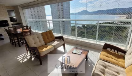 Apartamento alto padrão com sacada gourmet e vista parcial do mar, lazer completo em lado praia do Enseada - Guarujá/SP.