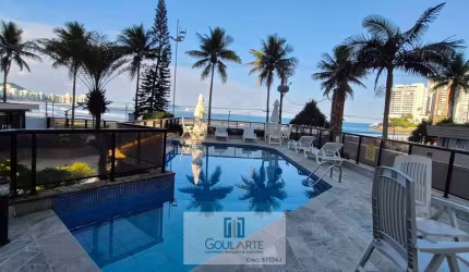 Apartamento com sacada gourmet e vista lateral mar, 4 dormitórios sendo 2 suítes, condomínio frente mar na praia da  ASTÚRIAS-Guarujá/SP.
