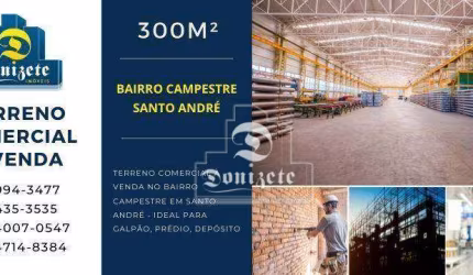 Terreno, 300 m² - venda por R$ 549.500,00 ou aluguel por R$ 3.666,67/mês - Campestre - Santo André/SP