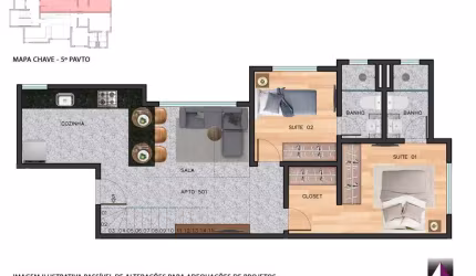 Cobertura à venda no Ed. Martinho Campos com 2 quartos e 121m²