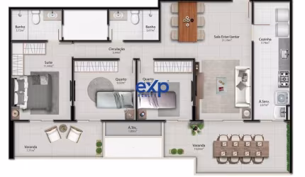 Apartamento com 3 quartos à venda na Mara Regina Paludo, 114, Alphaville Jacuhy, Serra por R$ 994.014